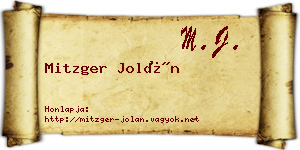 Mitzger Jolán névjegykártya